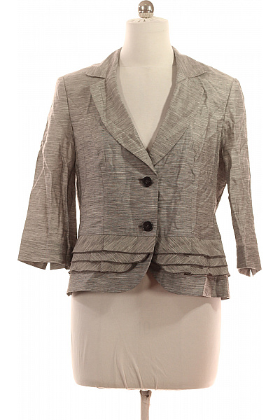 BETTY BARCLAY Šedý blejzr struktura tříčtvrteční rukáv volánky elegantní vypasované Vel. 42 | BETTY BARCLAY | obrázek 2