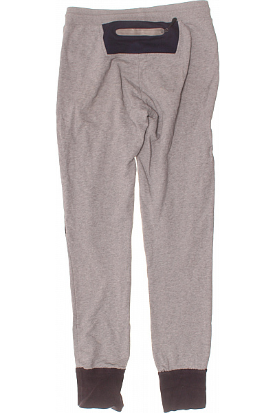 Pánské polyesterové sportovní tepláky šedé s tmavě modrými panely na nohavicích a tmavými lemy Vel. m | Unimoda | obrázek 2