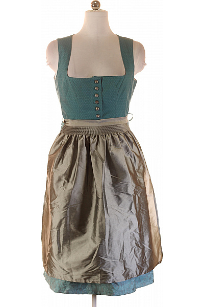 Dámské Dirndl Polyesterové Zelené Šedé Saténové Letní Šaty Velikost L