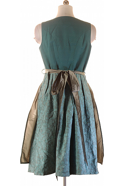 Dámské Dirndl Polyesterové Zelené Šedé Saténové Letní Šaty Velikost L | Unimoda | obrázek 2