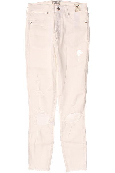 Abercrombie&Fitch Dámské Bílé Džíny S Dírami A Roztřepenými Nohavicemi Velikost 26