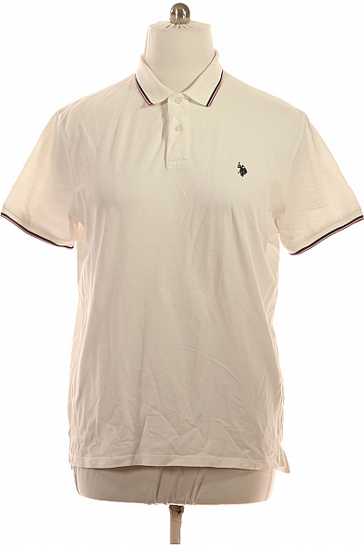 U.S.POLO ASSN. Polo Tričko Bílé S Krátkým Rukávem A Zdobeným Límečkem Velikost Xxl