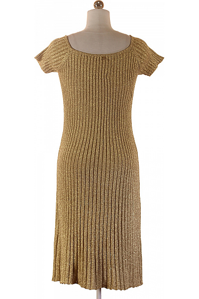 Zlaté třpytivé pletené šaty midi Vel. XS | Unimoda | obrázek 2