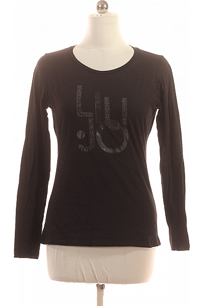 LIU JO Dámské černé Tričko Dlouhý Rukáv S Kulatým Výstřihem S Nápisem Vel. M