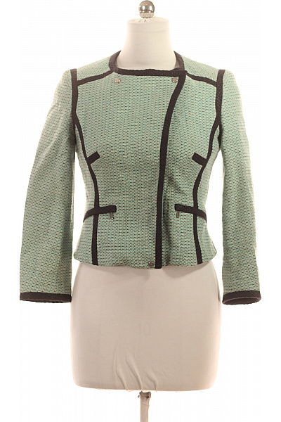 Karen Millen Bavlněné Zelené Sako Krátké Vypasované Elegantní Struktura Moderní Vel. 38