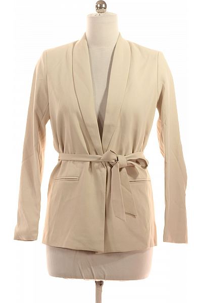 neo noir Polyesterové béžové sako s páskem elegantní společenské moderní Velikost 34 | neo noir | obrázek 2