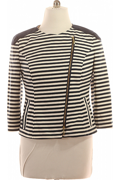 APART Dámské bavlněné sako pruhované černobílé na zip vypasované moderní Vel. 44 | APART | obrázek 2