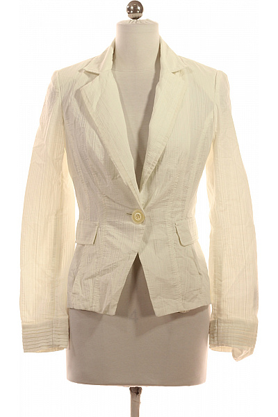 MANGO Dámský Bílý Blejzr Vypasovaný Pruhovaný Letní Elegantní S Jedním Knoflíkem Vel. 36