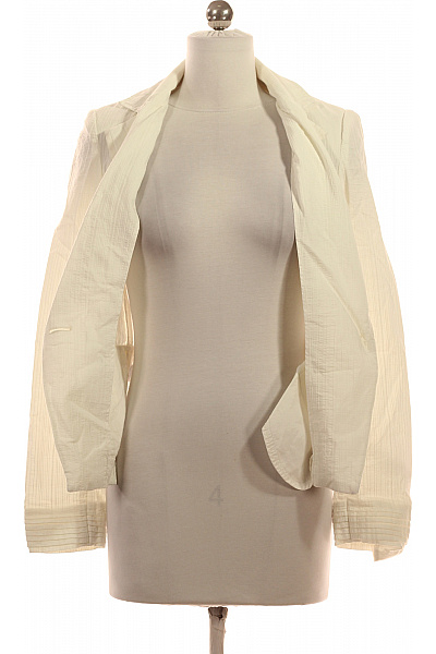 MANGO Dámský bílý blejzr vypasovaný pruhovaný letní elegantní s jedním knoflíkem Vel. 36 | MANGO | obrázek 3