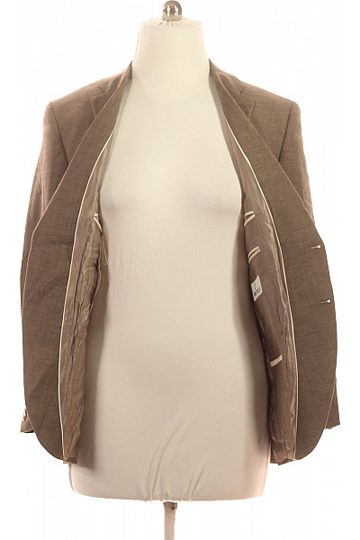 WILVORST Pánské vlněné hnědé sako společenské ležérní jednořadé s strukturou Velikost 52 | WILVORST | obrázek 3