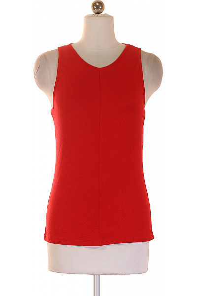 LAWRENCE GREY Dámské Viskózové červené Tílko Basic Bez Rukávů žebrovaný Střih Vel. 40