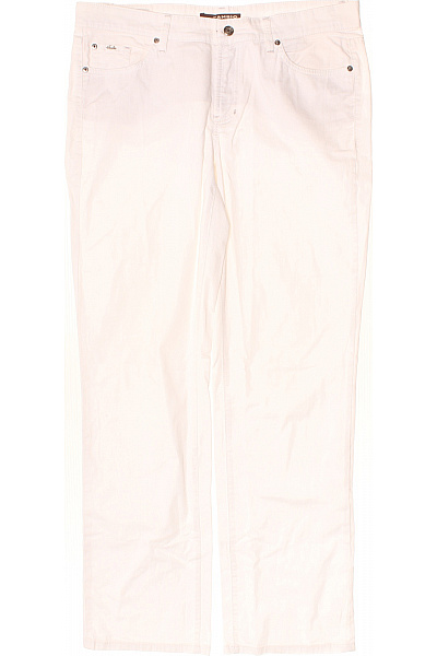 CAMBIO Dámské Bavlněné Džíny Rovné S Kapsami Bílé Velikost L