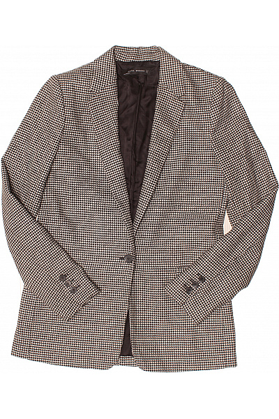 ZARA Dámské teplé sako podzimní hnědé béžové vzorované kohoutí stopa elegantní jednořadé Vel. M | ZARA | obrázek 2