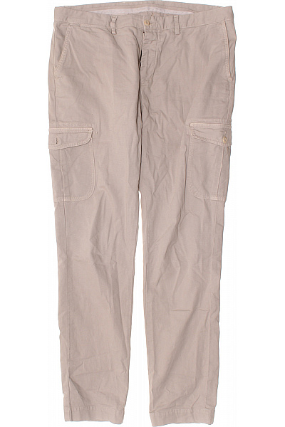HACKETT Pánské Bavlněné Cargo Kalhoty Béžové Volnočasové Rovné S Kapsami Vel. 34R