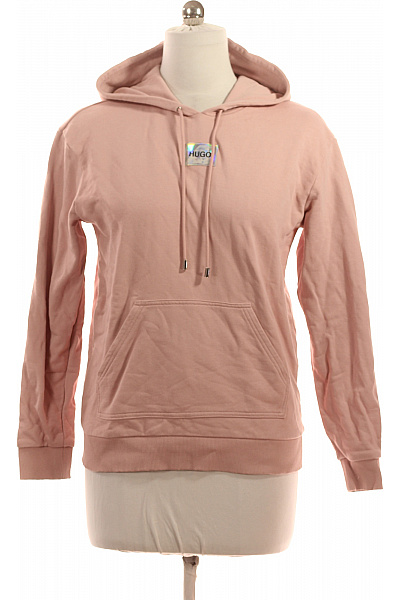 Hugo Boss Dámská Bavlněná Růžová Mikina S Kapucí Přes Hlavu Streetwear Vel. S