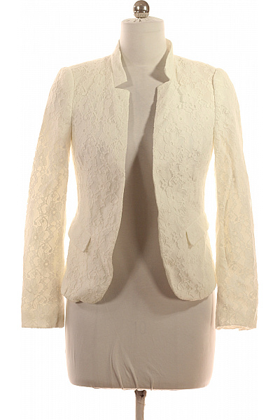 ZARA Krátké bílé krajkové společenské sako vypasované elegantní bez límce Velikost M | ZARA | obrázek 2