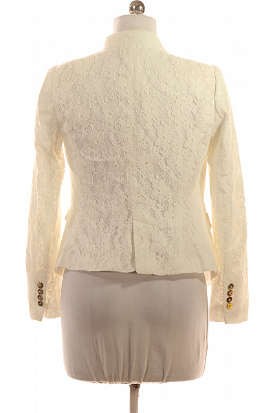 ZARA Krátké bílé krajkové společenské sako vypasované elegantní bez límce Velikost M | ZARA | obrázek 3