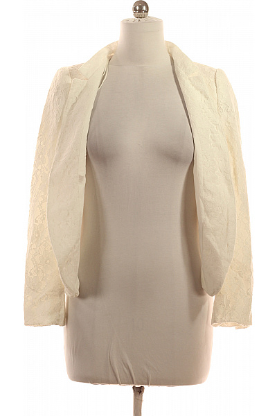 ZARA Krátké bílé krajkové společenské sako vypasované elegantní bez límce Velikost M | ZARA | obrázek 4