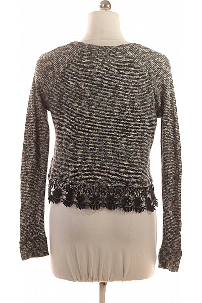 SUPERDRY Crop pletená mikina černobílá s potiskem krajková sportovní s dlouhým rukávem Velikost M | SUPERDRY | obrázek 3