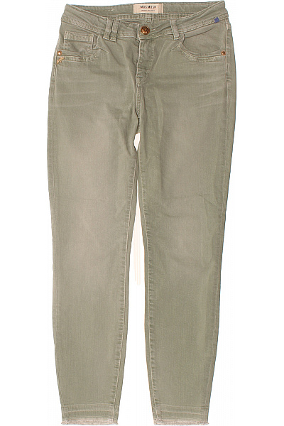 Mos Mosh Dámské Bavlněné Khaki Skinny Džíny Seprané Zkrácené S Roztřepenými Nohavicemi Vel. EU 27