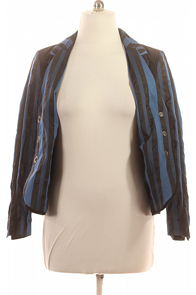 AIRFIELD Polyesterové sako pruhované černé modré elegantní vypasované letní moderní Velikost 44 | AIRFIELD | obrázek 4