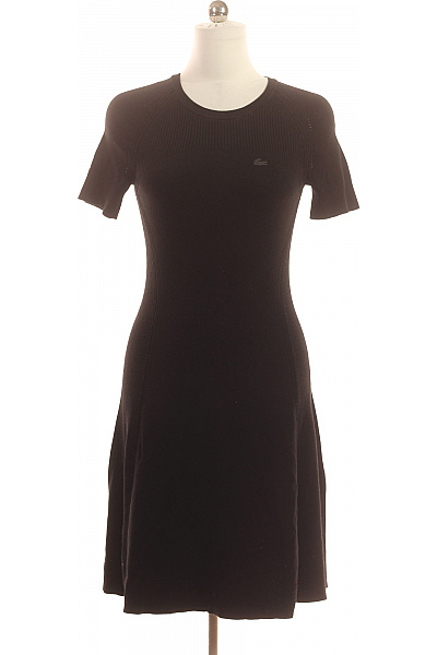 LACOSTE Černé viskózové žebrované krátké šaty úpletové denní Vel. 36 | LACOSTE | obrázek 2