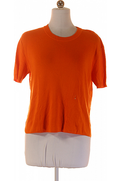 Windsor. Dámské Oranžové Tričko Krátký Rukáv Jednobarevné Basic S Kulatým Výstřihem Velikost L