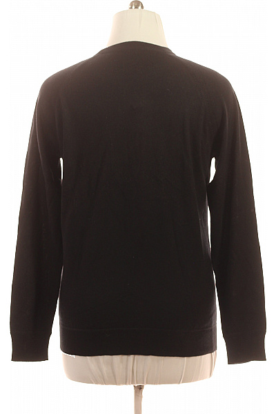 MAX TONSO CASHMERE Pánský hedvábný černý svetr dlouhý rukáv basic přes hlavu Velikost XXL | MAX TONSO CASHMERE | obrázek 2