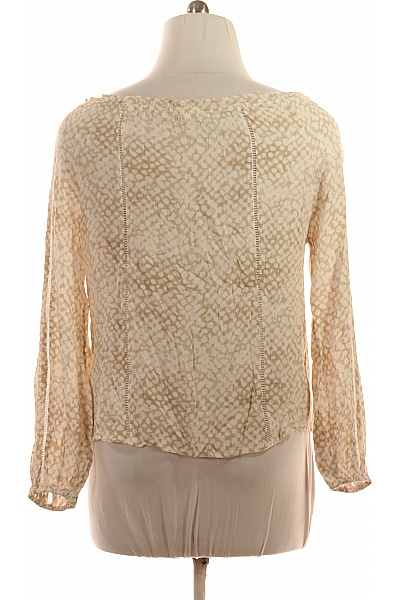 Dámská béžová halenka s dlouhým rukávem a potiskem volná boho Velikost S | Unimoda | obrázek 3