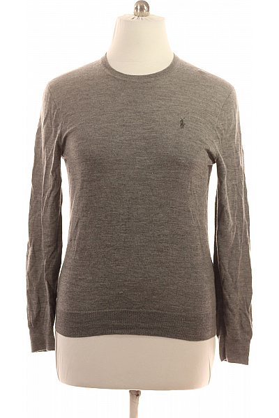 Ralph Lauren Pánský šedý Tenký Vlněný Svetr Přes Hlavu Basic Vel. L