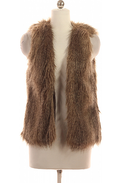 HM  Dámská hnědá chlupatá kožešinová vesta bez rukávů teplá Vel. 36 | HM  | obrázek 2