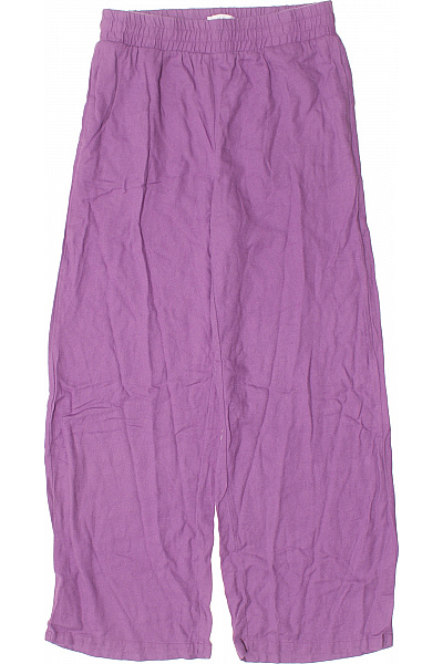 minimum Dámské fialové viskózové lněné volné široké tříčtvrteční pohodlné kalhoty Velikost 38 | minimum | obrázek 2