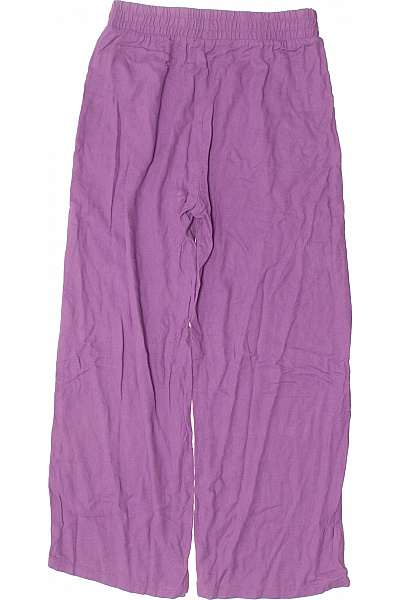 minimum Dámské fialové viskózové lněné volné široké tříčtvrteční pohodlné kalhoty Velikost 38 | minimum | obrázek 3