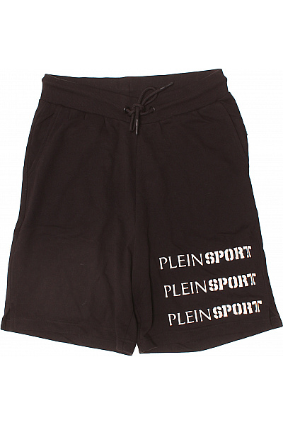 PLEIN SPORT Černé sportovní teplákové kraťasy s potiskem a stahovací šňůrkou Velikost M | PLEIN SPORT | obrázek 2