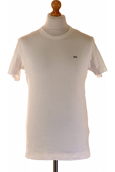 DIESEL Pánské bavlněné bílé tričko s krátkým rukávem basic s nápisem Vel. m | DIESEL | obrázek 2