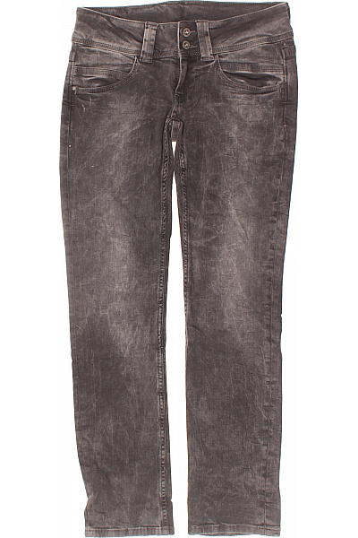Pepe Jeans Dámské Bavlněné Džíny šedé Seprané Rovné Strečové S Vysokým Pasem Velikost EU 28/30