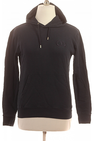 Dior Pánská Bavlněná Tmavě Modrá Mikina S Kapucí Přes Hlavu Klokaní Kapsou Streetwear Velikost M