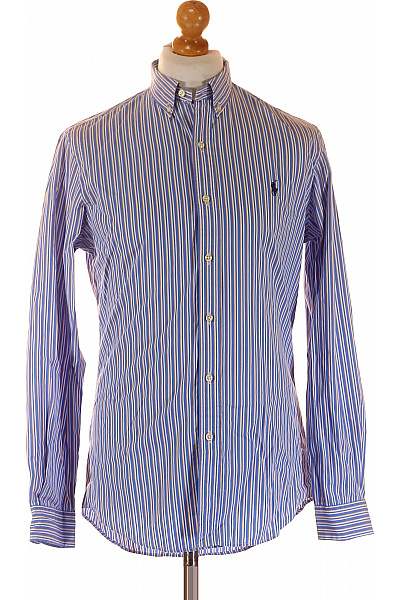 Ralph Lauren Pánská bavlněná košile modrá bílá pruhovaná dlouhý rukáv slim fit Velikost m | Ralph Lauren | obrázek 2