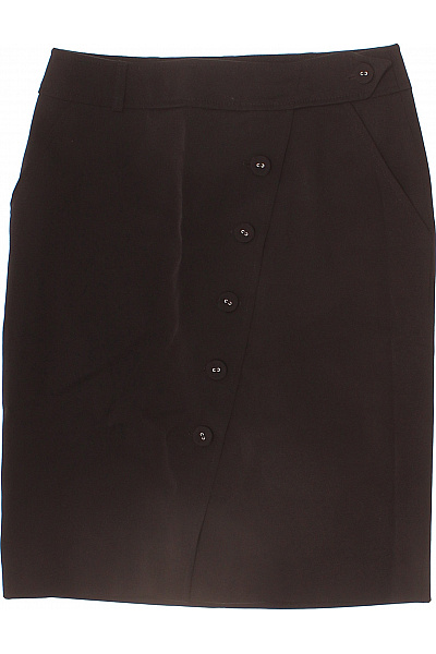 APART Dámská tmavě hnědá pouzdrová elegantní sukně business ke kolenům s knoflíky Vel. 36 | APART | obrázek 2