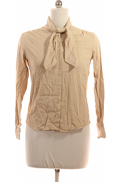 Seidensticker Dámská Viskózová Béžová Košile Elegantní S Mašlí Ležérní Vypasovaná S Dlouhým Rukávem Vel. 34