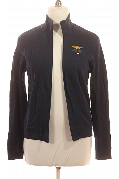 Aeronautica Militare Pánská Tmavě Modrá Mikina Na Zip Se Stojáčkem S Výšivkou Velikost L