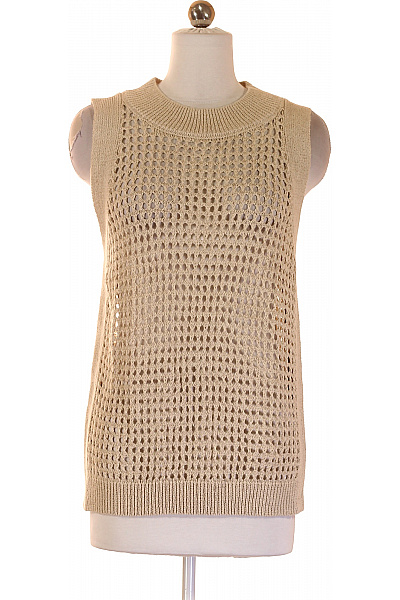 Dámská béžová pletená háčkovaná halenka bez rukávů letní volná Vel. M | Unimoda | obrázek 2