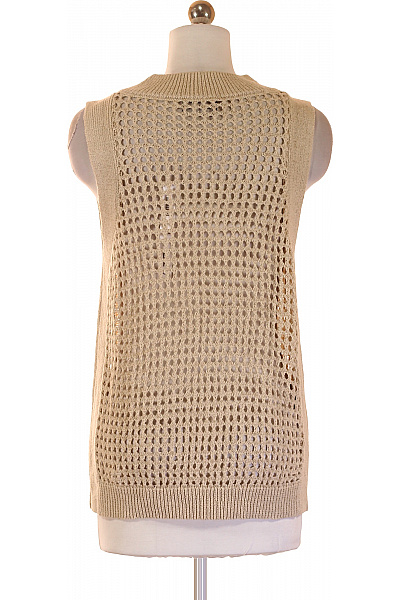 Dámská béžová pletená háčkovaná halenka bez rukávů letní volná Vel. M | Unimoda | obrázek 3