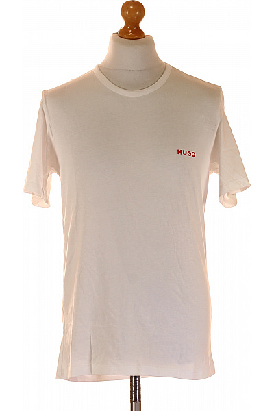 Hugo Boss Pánské bílé tričko s krátkým rukávem a kulatým výstřihem basic s nápisem Vel. l | Hugo Boss | obrázek 2