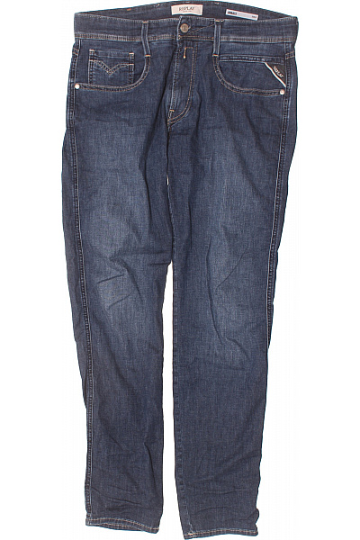 REVIEW Modré Džíny ANBASS Rovné Seprané S Kapsami Velikost M