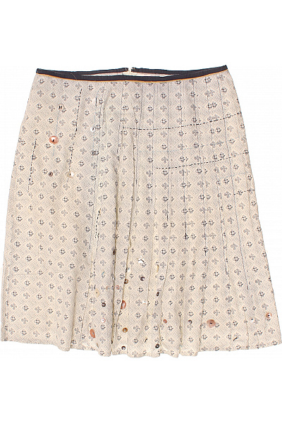 CULTURE Bavlněná vzorovaná béžová krátká áčková sukně s flitry Vel. L | CULTURE | obrázek 2