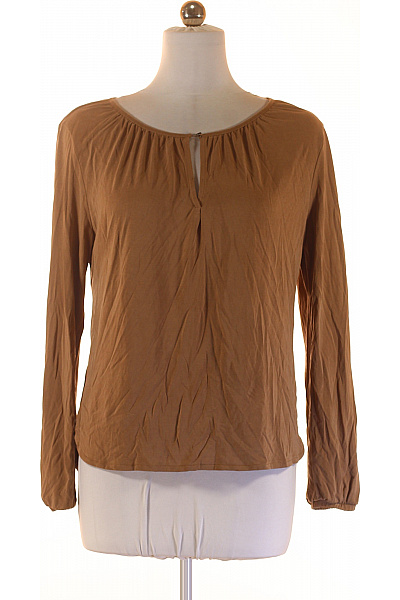 Summum Dámské Hnědé Tričko Dlouhý Rukáv S Kulatým Výstřihem A Rozparkem Vel. M