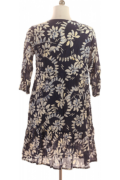 Viskózové šaty tunikové volné květované tmavě modré boho letní Vel. 40 | Unimoda | obrázek 2