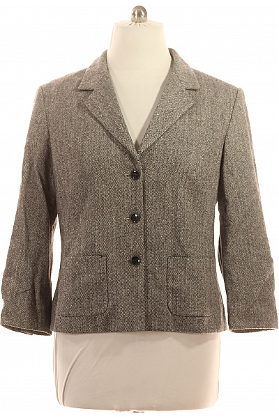 Franco Callegari Teplé šedé vlněné sako dámské dvouřadé s 3/4 rukávem herringbone Vel. 46 | Franco Callegari | obrázek 2