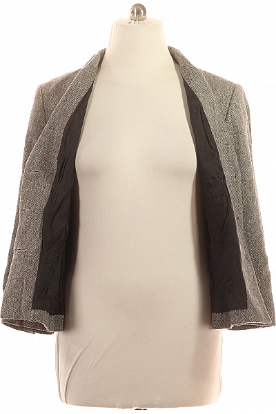 Franco Callegari Teplé šedé vlněné sako dámské dvouřadé s 3/4 rukávem herringbone Vel. 46 | Franco Callegari | obrázek 4